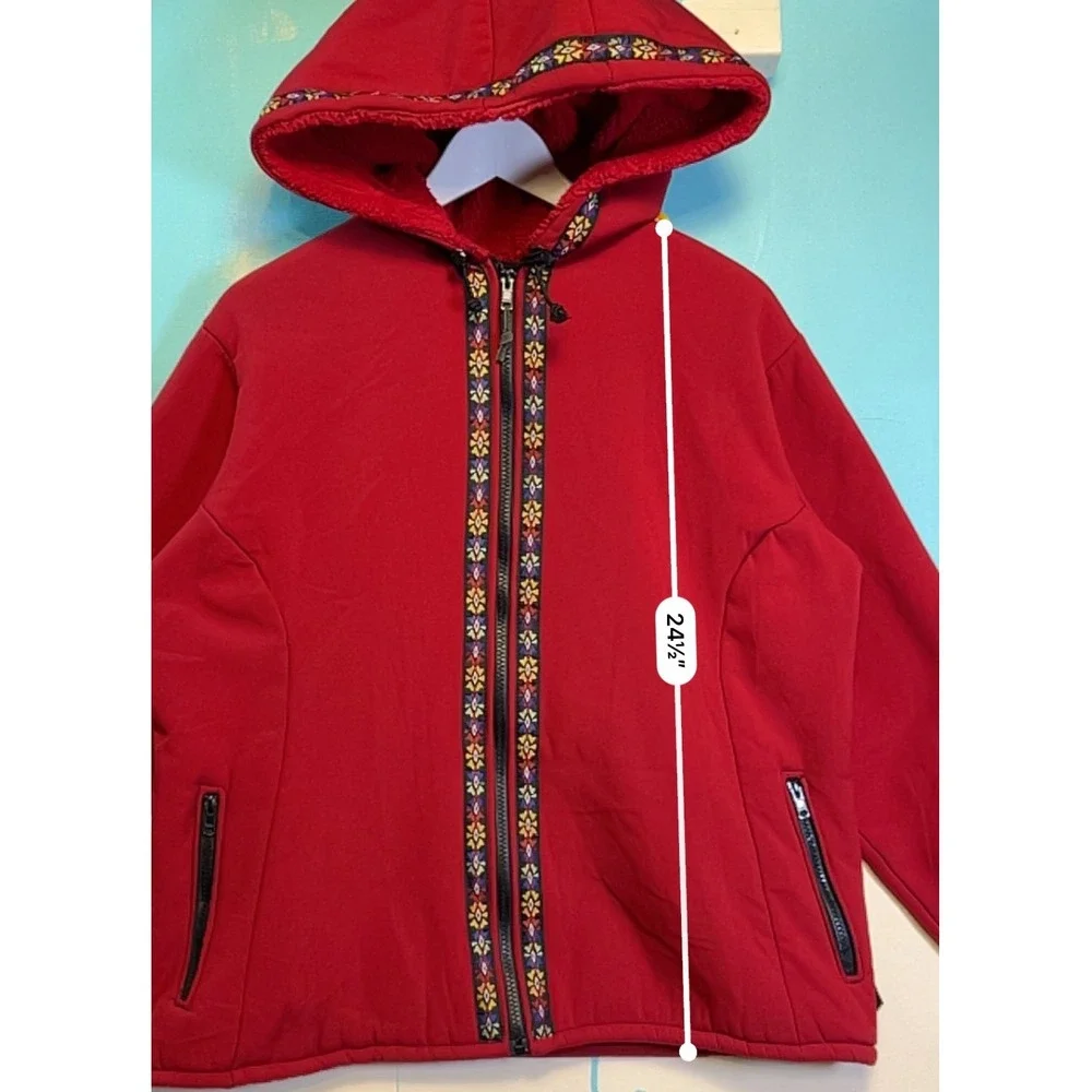 VTG J2 Softwear Fleece‎ Hooded Jacket 90S Women's L Made in Salida Colorado USA